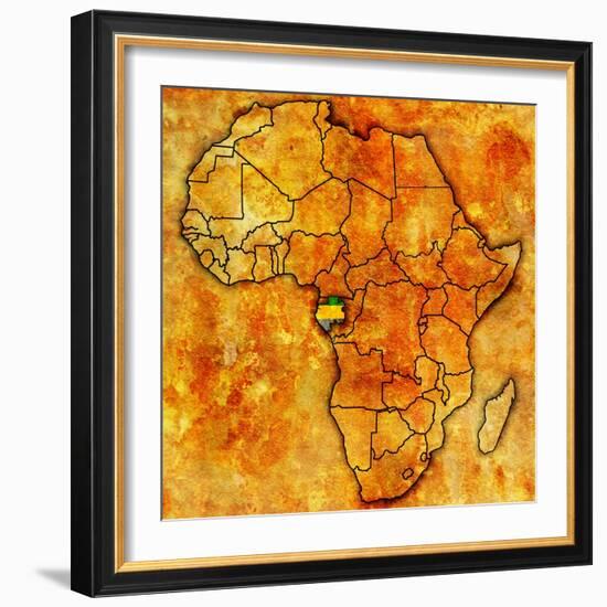 Gabon on Actual Map of Africa-michal812-Framed Art Print