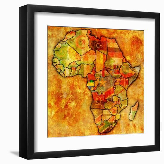 Gabon on Actual Map of Africa-michal812-Framed Art Print