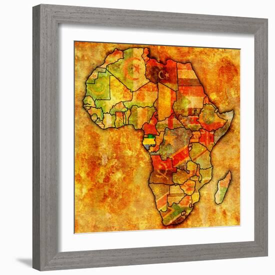 Gabon on Actual Map of Africa-michal812-Framed Art Print