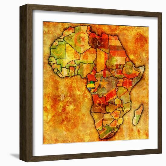 Gabon on Actual Map of Africa-michal812-Framed Art Print