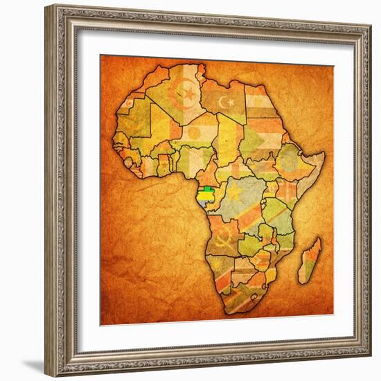 Gabon on Actual Map of Africa-michal812-Framed Art Print