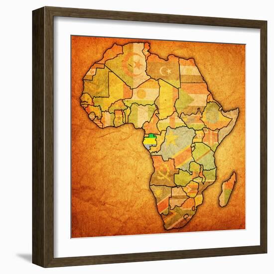 Gabon on Actual Map of Africa-michal812-Framed Art Print