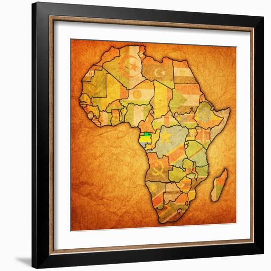 Gabon on Actual Map of Africa-michal812-Framed Art Print