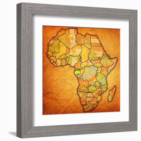 Gabon on Actual Map of Africa-michal812-Framed Art Print