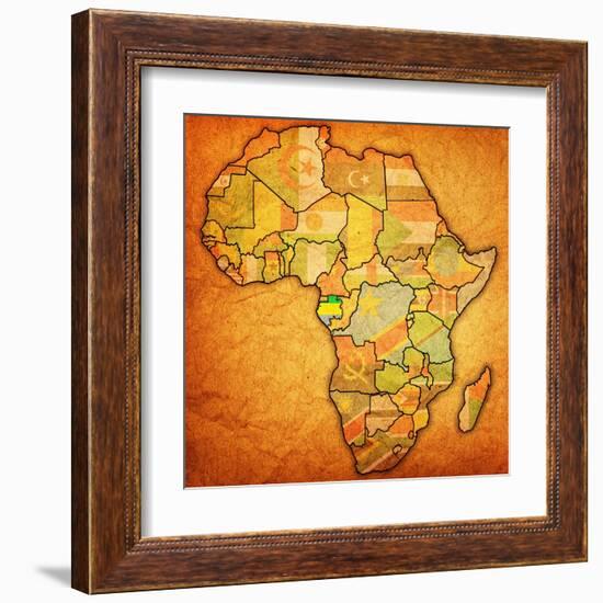 Gabon on Actual Map of Africa-michal812-Framed Art Print