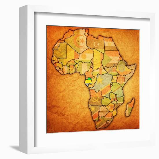 Gabon on Actual Map of Africa-michal812-Framed Art Print