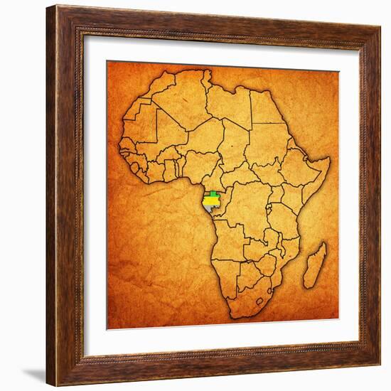 Gabon on Actual Map of Africa-michal812-Framed Art Print