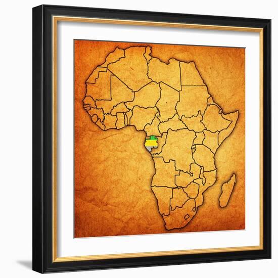 Gabon on Actual Map of Africa-michal812-Framed Art Print