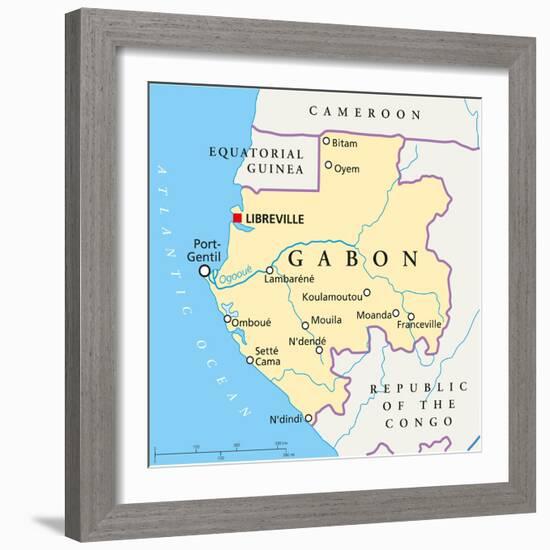 Gabon Political Map-Peter Hermes Furian-Framed Art Print