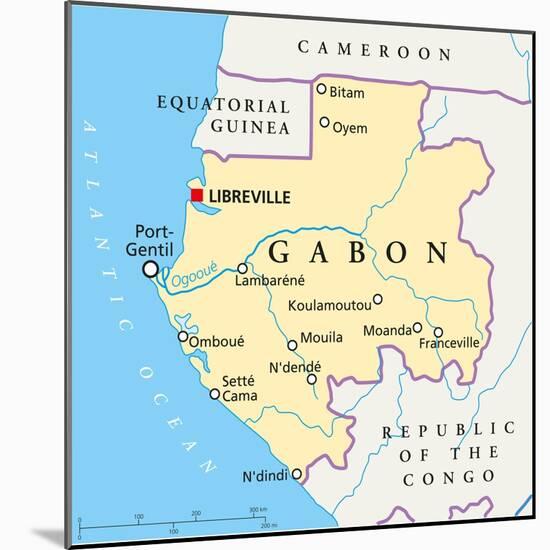 Gabon Political Map-Peter Hermes Furian-Mounted Art Print