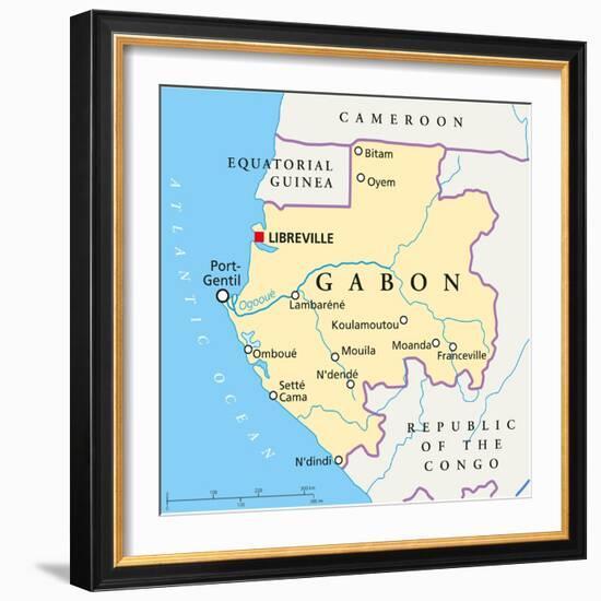 Gabon Political Map-Peter Hermes Furian-Framed Art Print