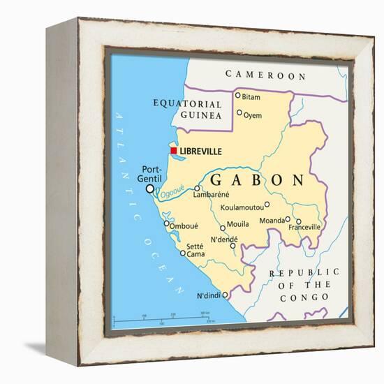 Gabon Political Map-Peter Hermes Furian-Framed Stretched Canvas