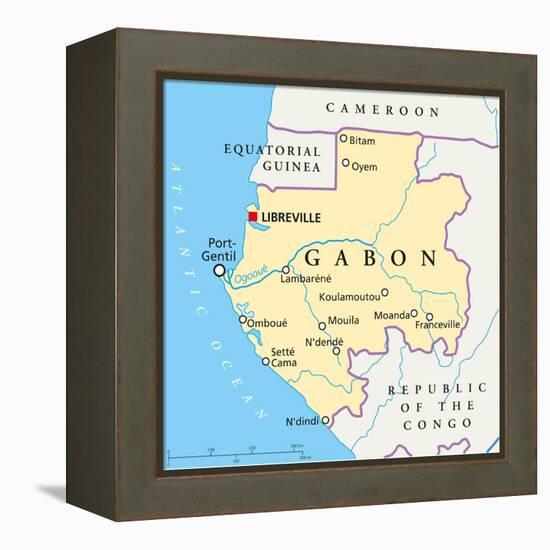 Gabon Political Map-Peter Hermes Furian-Framed Stretched Canvas