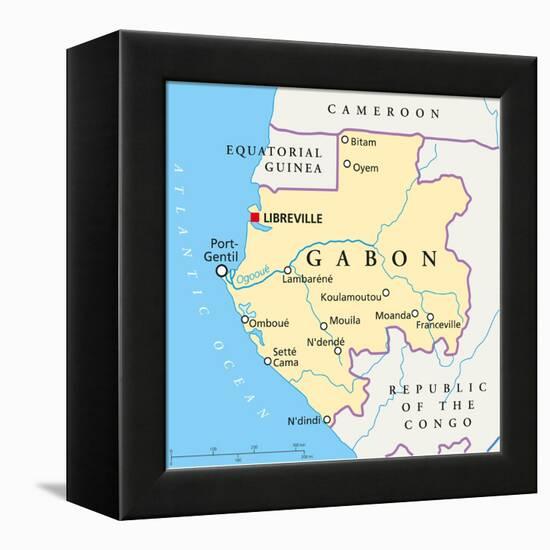 Gabon Political Map-Peter Hermes Furian-Framed Stretched Canvas