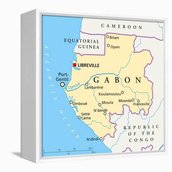 Gabon Political Map-Peter Hermes Furian-Framed Stretched Canvas