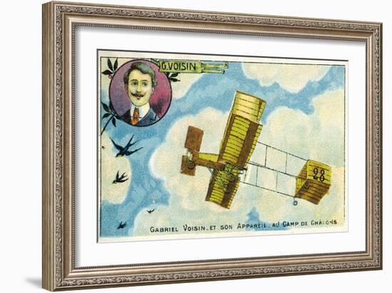 Gabriel Voisin and His Aircraft at the Camp De Chalons, France-null-Framed Giclee Print