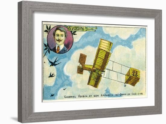 Gabriel Voisin and His Aircraft at the Camp De Chalons, France-null-Framed Giclee Print