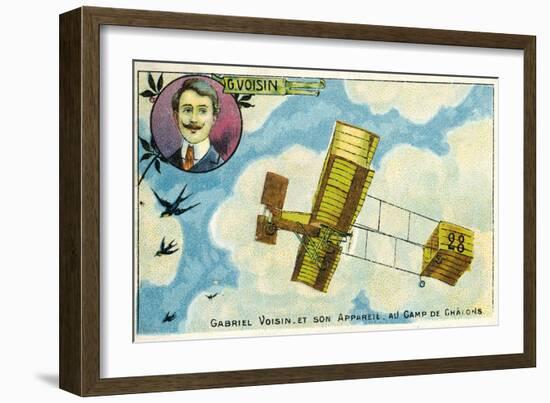 Gabriel Voisin and His Aircraft at the Camp De Chalons, France-null-Framed Giclee Print