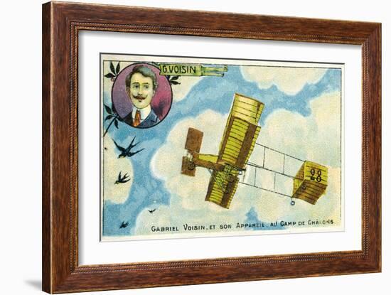 Gabriel Voisin and His Aircraft at the Camp De Chalons, France-null-Framed Giclee Print