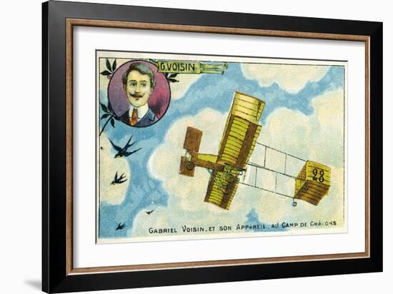 Gabriel Voisin and His Aircraft at the Camp De Chalons, France-null-Framed Giclee Print