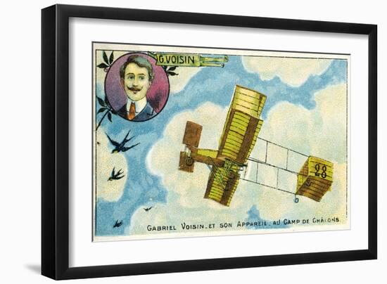 Gabriel Voisin and His Aircraft at the Camp De Chalons, France-null-Framed Giclee Print