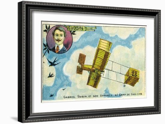 Gabriel Voisin and His Aircraft at the Camp De Chalons, France-null-Framed Giclee Print