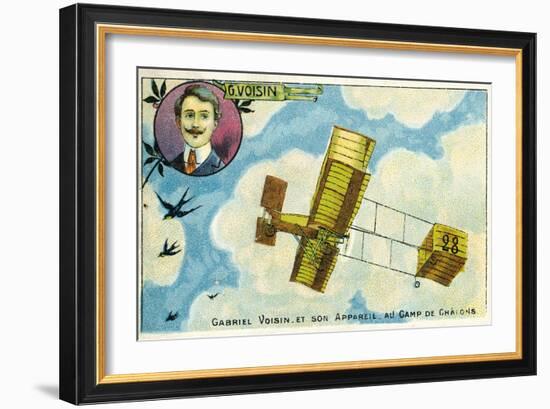 Gabriel Voisin and His Aircraft at the Camp De Chalons, France-null-Framed Giclee Print