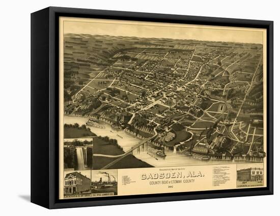 Gadsden, Alabama - Panoramic Map-Lantern Press-Framed Stretched Canvas