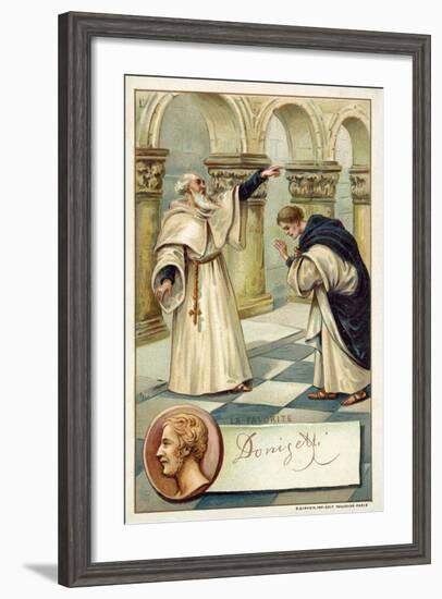 Gaetano Donizetti, Italian Composer, and a Scene from His Opera La Favorite-null-Framed Giclee Print