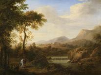 Classical River Landscape with Cattle and Figures-Gaetano Tambroni-Art Print