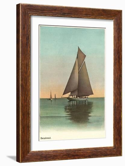 Gaff-Rigged Sloop, Becalmed-null-Framed Art Print