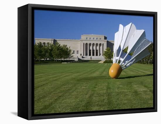 Gaint Shuttlecock Sculpture in Front of a Museum, Nelson Atkins Museum of Art, Kansas City-null-Framed Premier Image Canvas