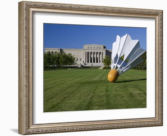 Gaint Shuttlecock Sculpture in Front of a Museum, Nelson Atkins Museum of Art, Kansas City-null-Framed Photographic Print