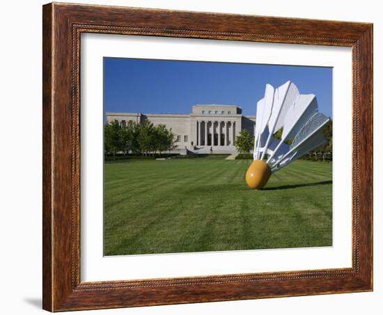 Gaint Shuttlecock Sculpture in Front of a Museum, Nelson Atkins Museum of Art, Kansas City-null-Framed Photographic Print