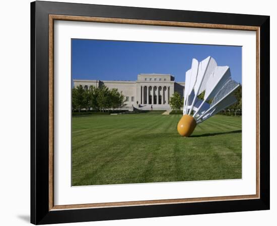 Gaint Shuttlecock Sculpture in Front of a Museum, Nelson Atkins Museum of Art, Kansas City-null-Framed Photographic Print