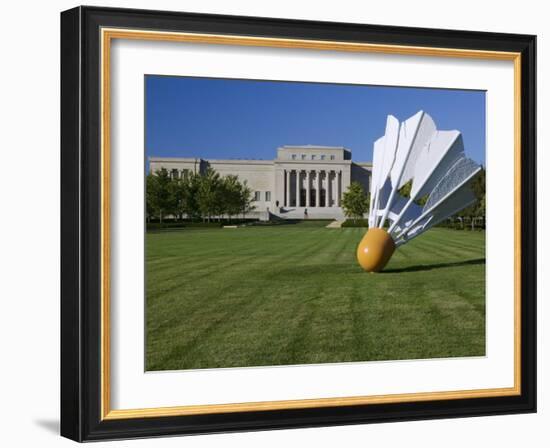 Gaint Shuttlecock Sculpture in Front of a Museum, Nelson Atkins Museum of Art, Kansas City-null-Framed Photographic Print