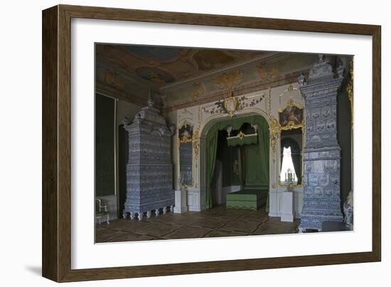 Gala Bedroom with Two Large Tiled Stoves-null-Framed Photographic Print