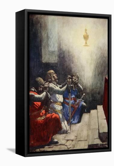 Galahad Alone Could See the Perfect Beauty of the Holy Grail, C.1925-Arthur C. Michael-Framed Premier Image Canvas