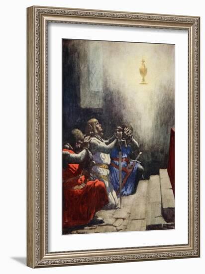 Galahad Alone Could See the Perfect Beauty of the Holy Grail, C.1925-Arthur C. Michael-Framed Giclee Print