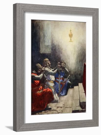 Galahad Alone Could See the Perfect Beauty of the Holy Grail, C.1925-Arthur C. Michael-Framed Giclee Print