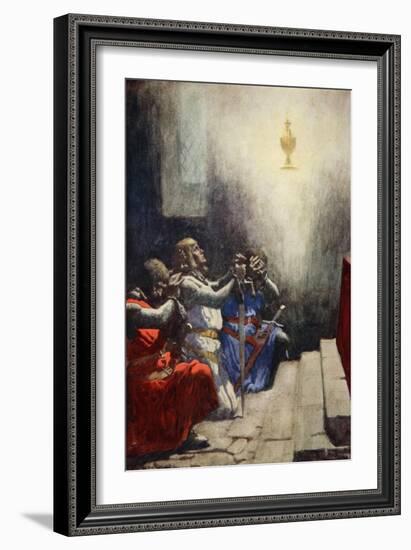 Galahad Alone Could See the Perfect Beauty of the Holy Grail, C.1925-Arthur C. Michael-Framed Giclee Print