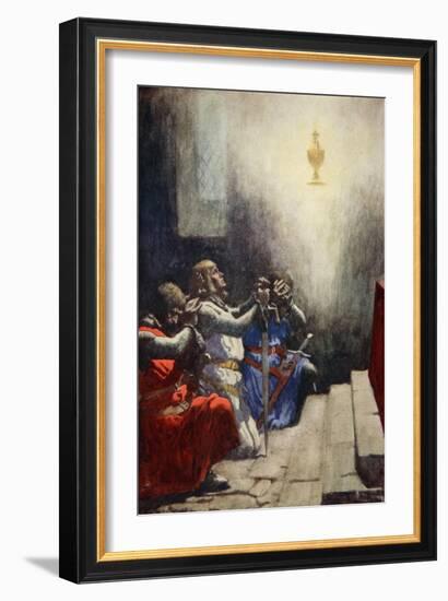 Galahad Alone Could See the Perfect Beauty of the Holy Grail, C.1925-Arthur C. Michael-Framed Giclee Print