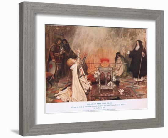 Galahad Sees the Grail, Illustration from 'King Arthur'-William Hatherell-Framed Giclee Print