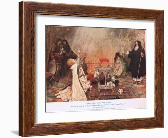 Galahad Sees the Grail, Illustration from 'King Arthur'-William Hatherell-Framed Giclee Print