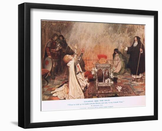 Galahad Sees the Grail, Illustration from 'King Arthur'-William Hatherell-Framed Giclee Print