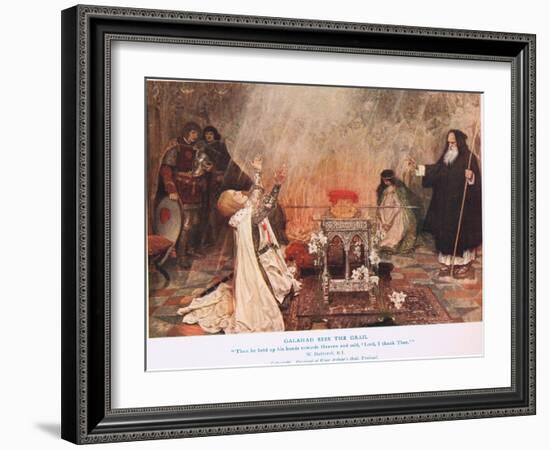 Galahad Sees the Grail, Illustration from 'King Arthur'-William Hatherell-Framed Giclee Print