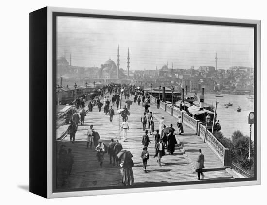 Galata Bridge Spanning Golden Horn to Blue Mosque-null-Framed Premier Image Canvas