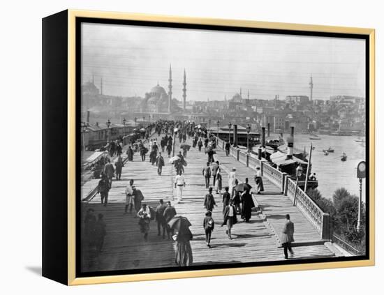 Galata Bridge Spanning Golden Horn to Blue Mosque-null-Framed Premier Image Canvas