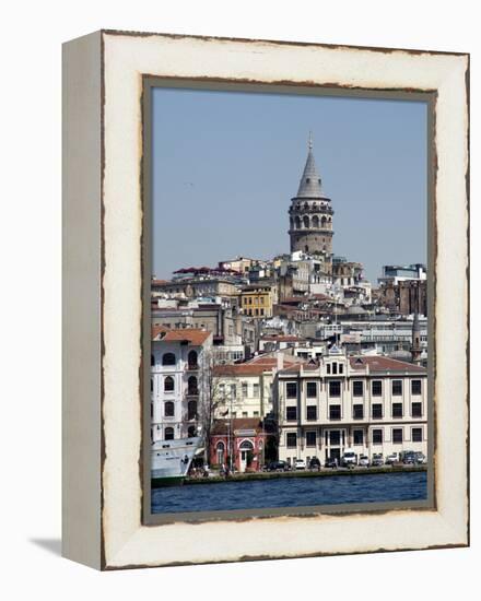 Galata Tower in Background, the Bosporus, Istanbul, Turkey, Europe-null-Framed Premier Image Canvas