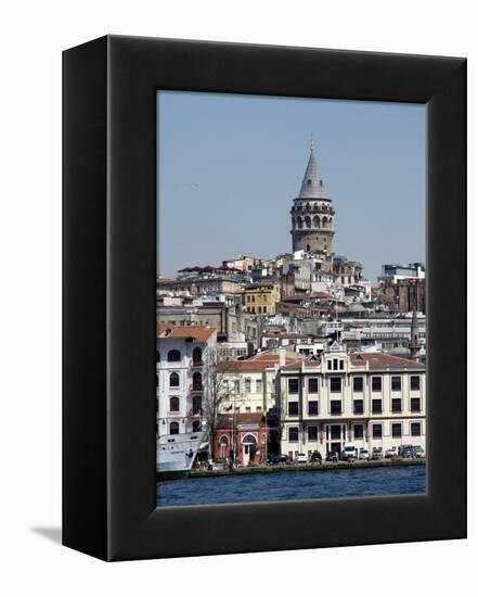 Galata Tower in Background, the Bosporus, Istanbul, Turkey, Europe-null-Framed Premier Image Canvas